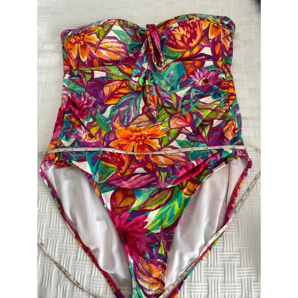 Lauren Ralph Lauren Tropical Floral Convertible One Piece Swimsuit Tummy Control - Picture 9 of 11
